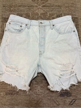 Signature by Levi Strauss Light Blue Distressed Denim Jean Shorts